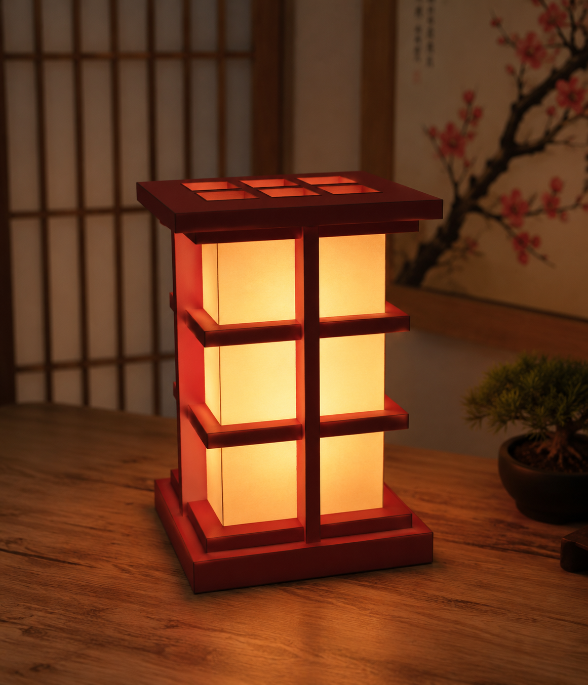 Shoji Japanese RGB Table Lamp – USB Powered with Remote & Adjustable Brightness