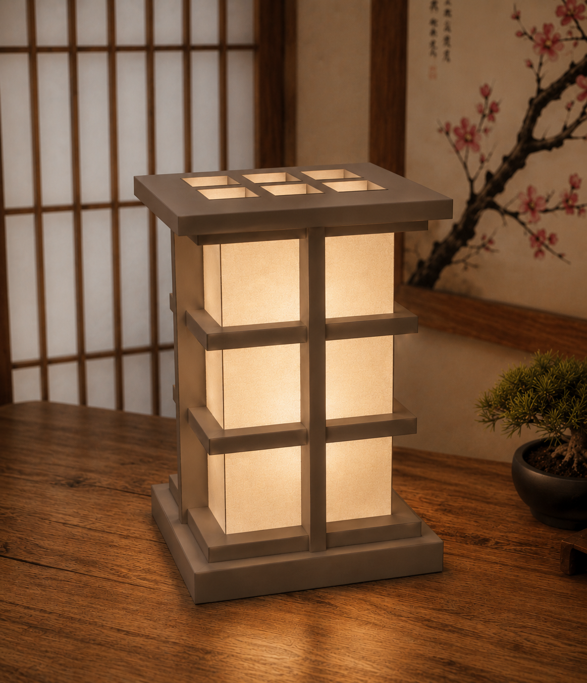 Shoji Japanese RGB Table Lamp – USB Powered with Remote & Adjustable Brightness