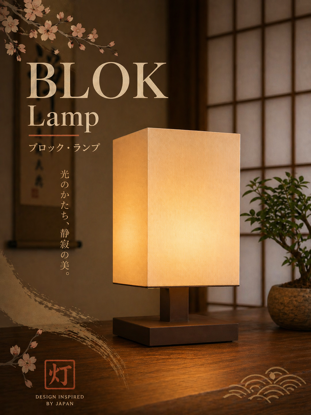 BLOK Japanese Table Lamp – Minimalist Cube Light